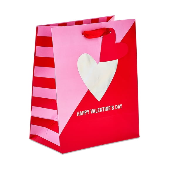 Happy Valentine's Day Foil Heart Gift Bag, 7" x 4" x 8.5", Valentine's Day by Way To Celebrate