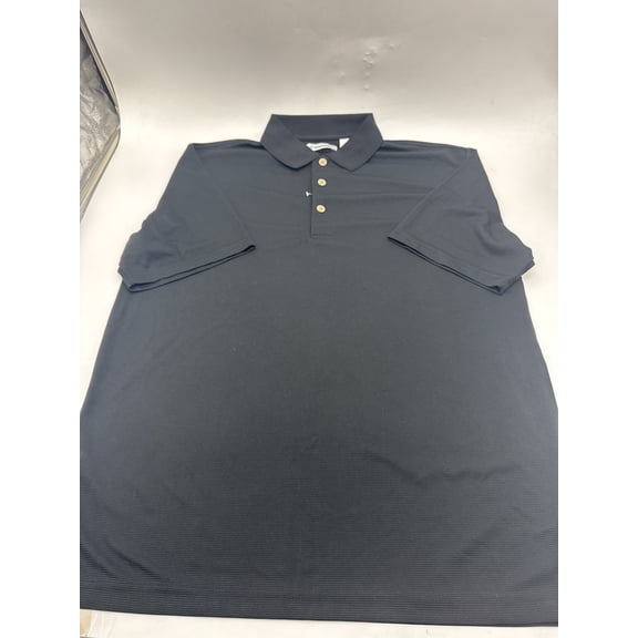 CUBAVERA SOLID TEXTURED POLO - SIZE: MEN L - JET BLACK