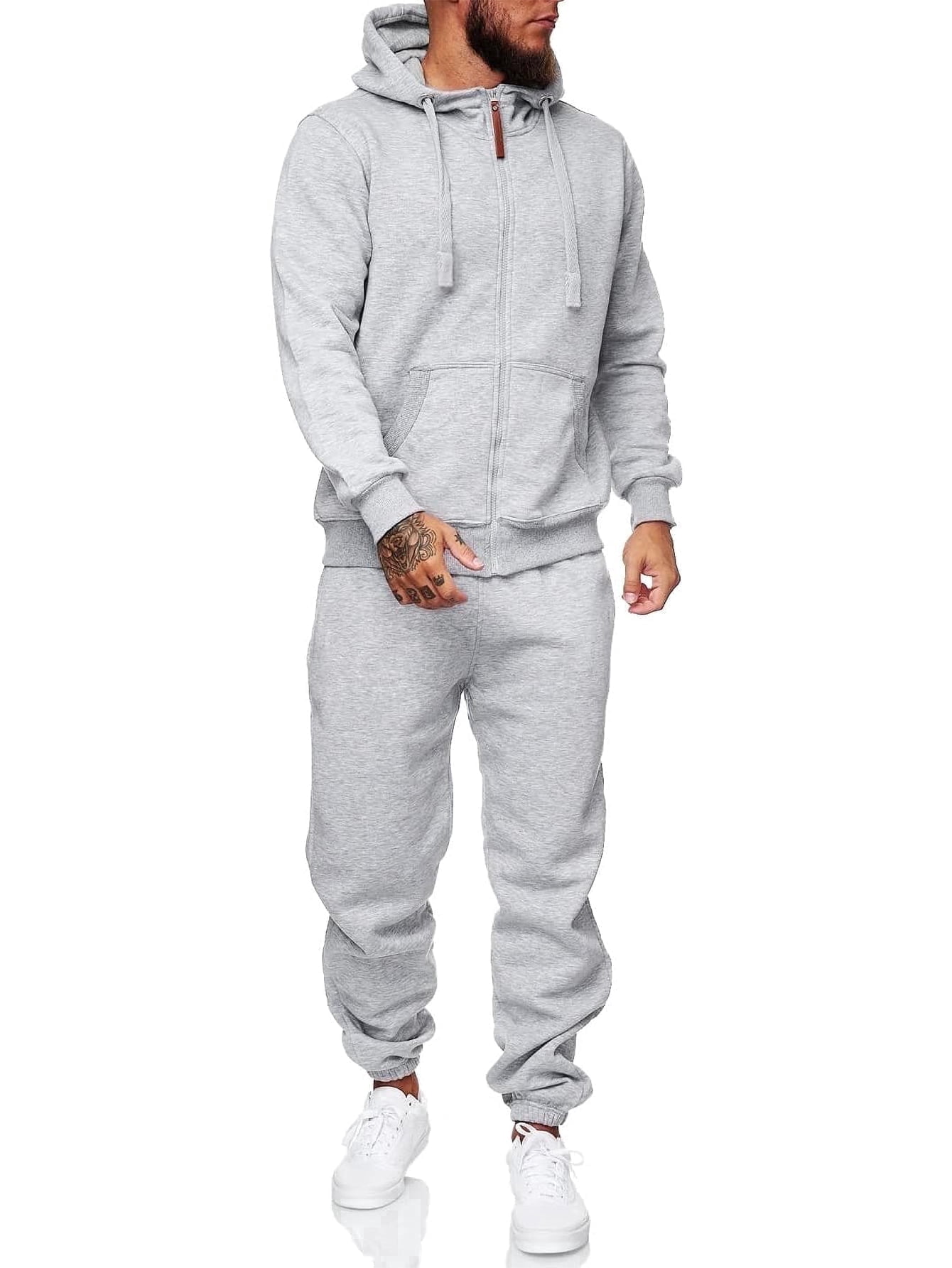 Sweatsuits for Men 2 Piece Men's Jogging Tracksuit Set Hoodie Casual Athletic Long Sleeve Zipper Suit Set Men's Casual Outfits
