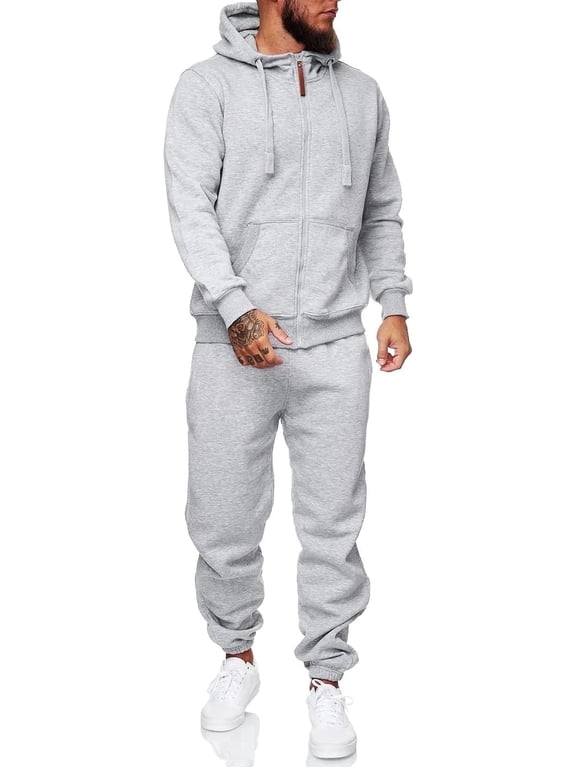 Sweatsuits for Men 2 Piece Men's Jogging Tracksuit Set Hoodie Casual Athletic Long Sleeve Zipper Suit Set Men's Casual Outfits