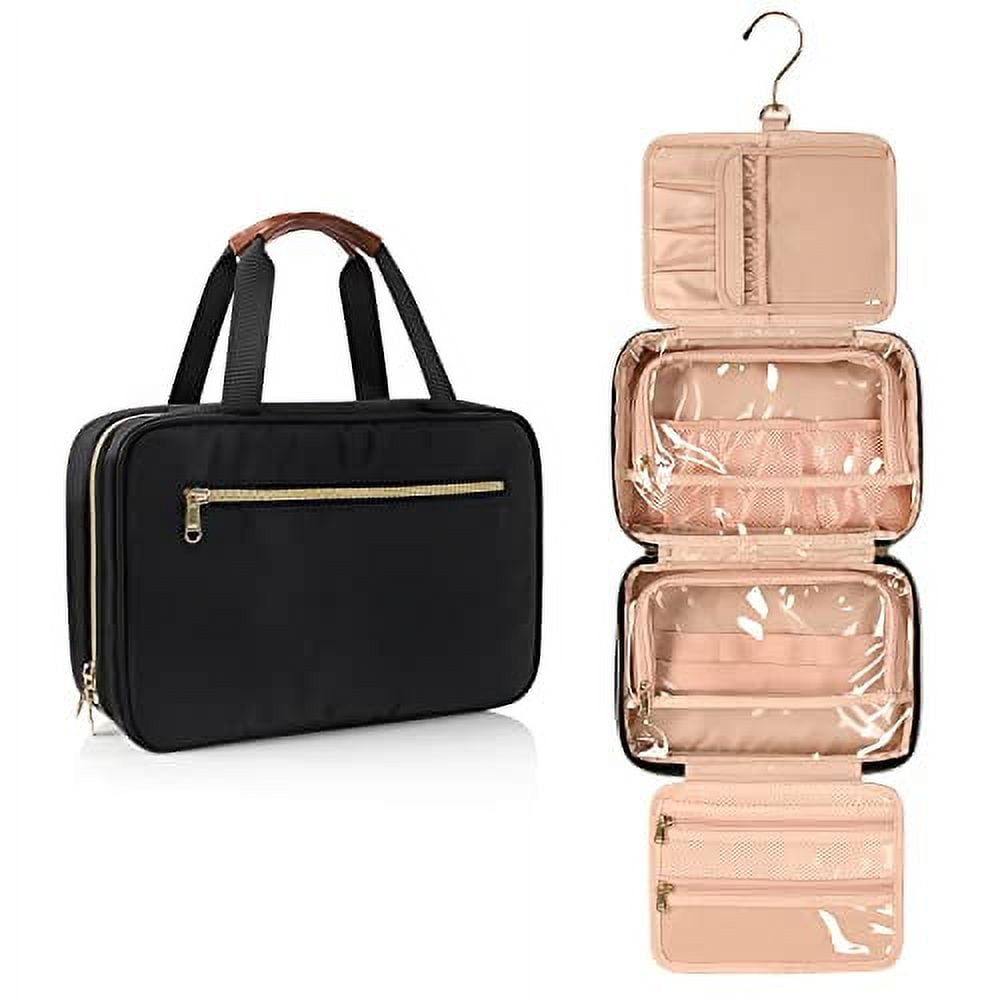 CUBETASTIC Hanging Travel Toiletry Bag Portable Travel Makeup Bag with Handle Waterproof Nylon Cosmetic Organizer Pouch with 360A Hanging Hook B Black Medium Pack of 1 Walmart