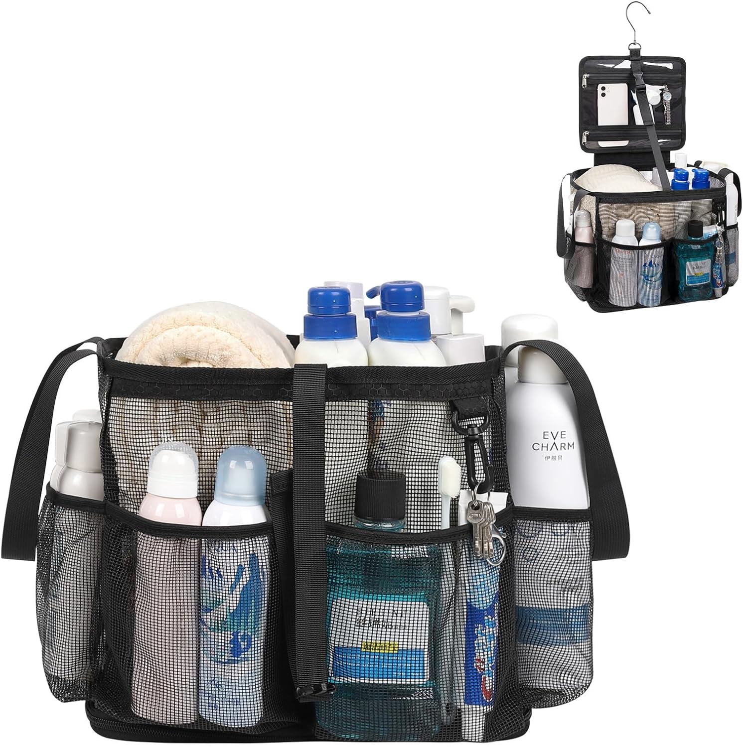 CUBETASTIC Shower Caddy Portable for College Dorm Room, Hanging Mesh ...