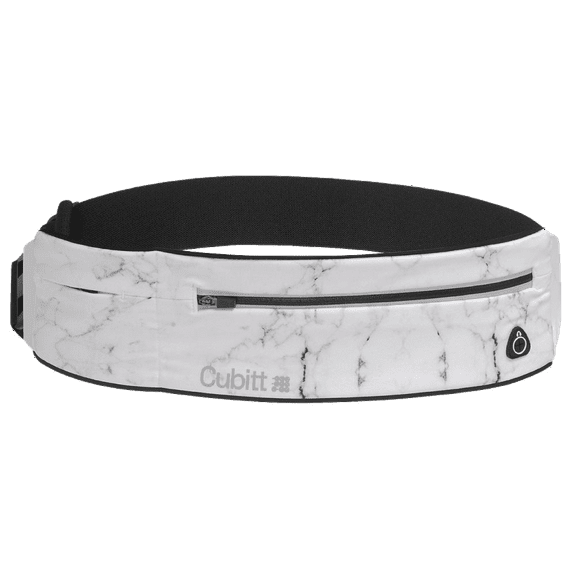 CUBITT Running Belt, Lightweigth water resistance waist pack. No bounce - Adjustable. For Men & Women. Super comfort & secure. Fit any cellphone marble