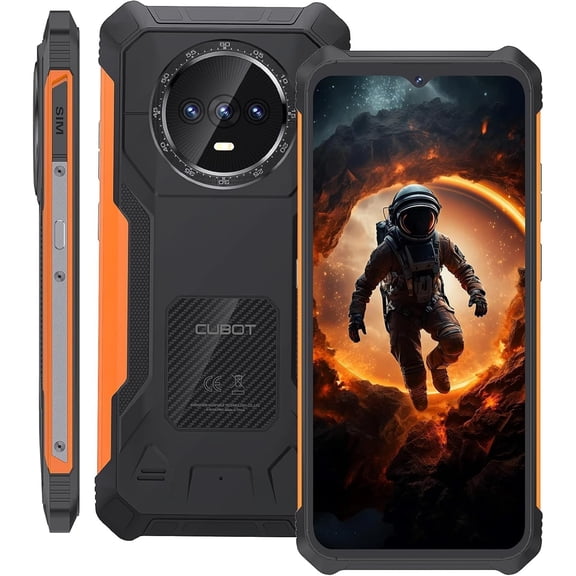 CUBOT KINGKONG ES Rugged Smartphone 6.56-inch HD , 6GB RAM, 128GB ROM, 5100mAh Battery, Android 14(Black-Orange)