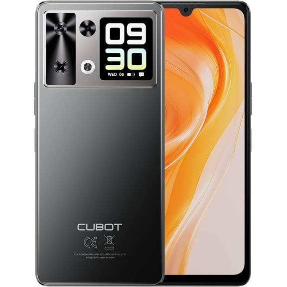 CUBOT P90 4G LTE GSM Ai (Compatible with Tmobile Mint Tello & Global) (256GB +12GB +12GB) Android Phone 6.88" 120hZ 64MP Triple Cam Dual SIM Octa Core Liberado + 1.72" Rear Display NFC (Dark Black)