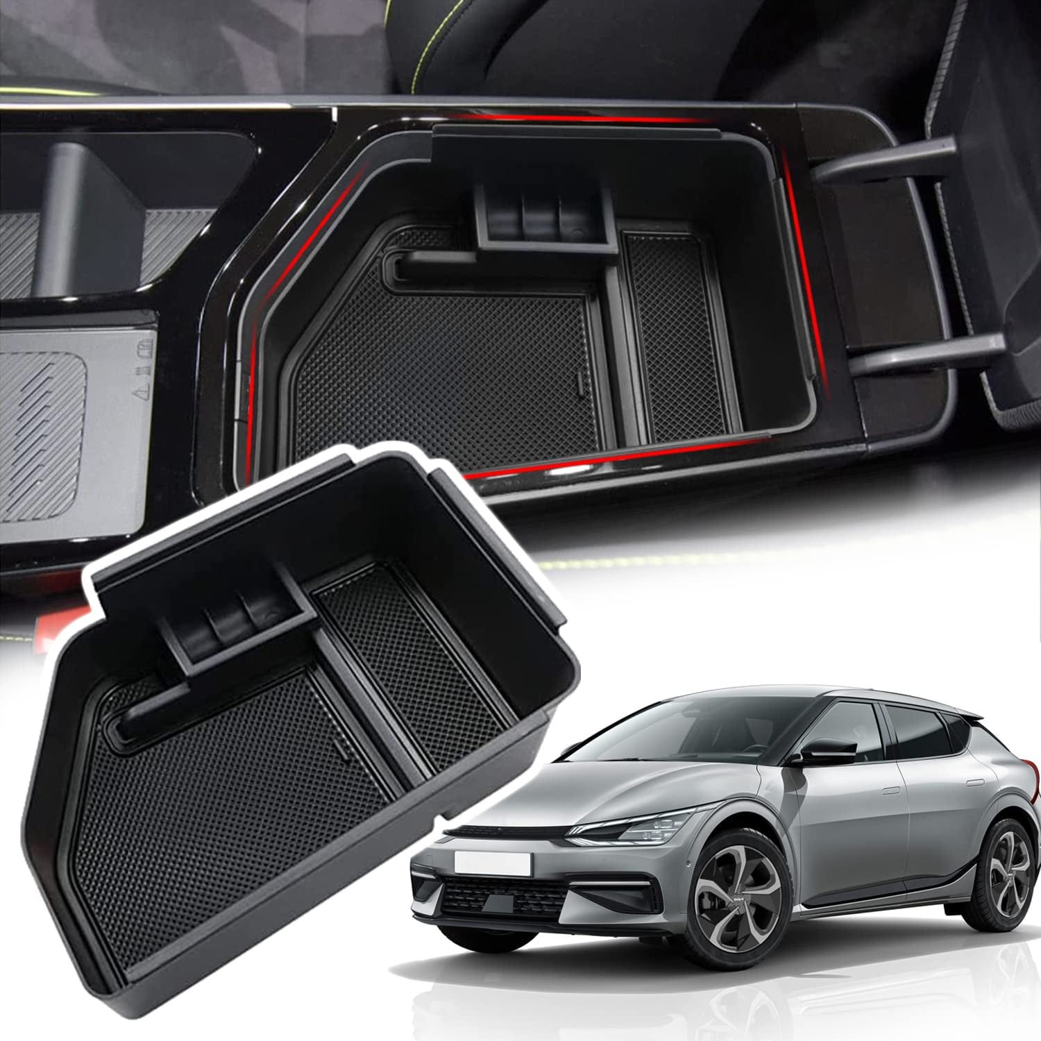 Center Console Organizer For Mercedes GLE/GLS 2020-2022 – ABS Storage Tray With Anti-Slip Mat, Easy Fit