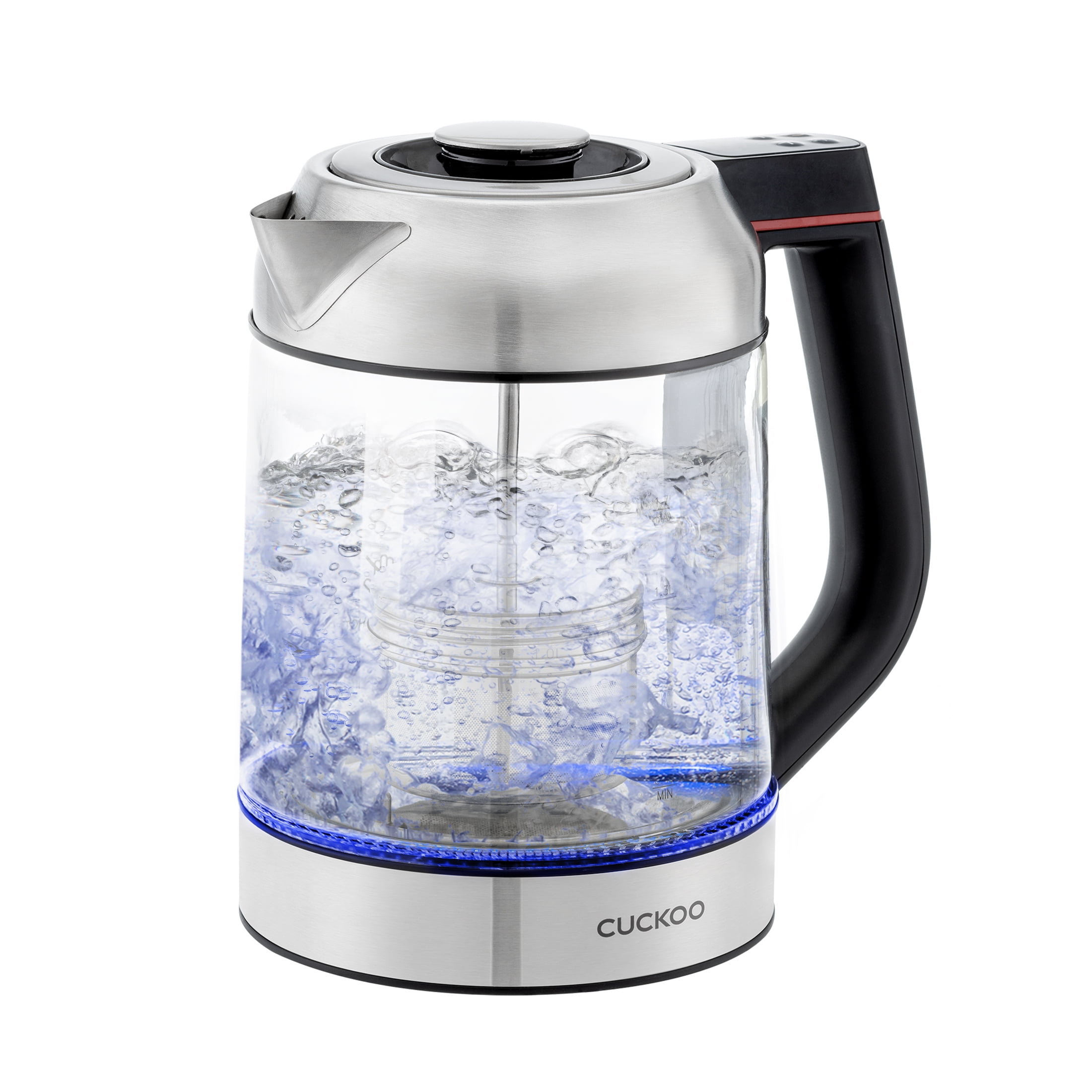 CUCKOO 1.7L Silver Glass Electric Kettle with Tea Infuser