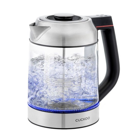 CUCKOO CK-G170BS Electric Glass Tea Kettle w/ Infuser, 7 Temperature Ranges, 1.7 L (Stainless Steel)