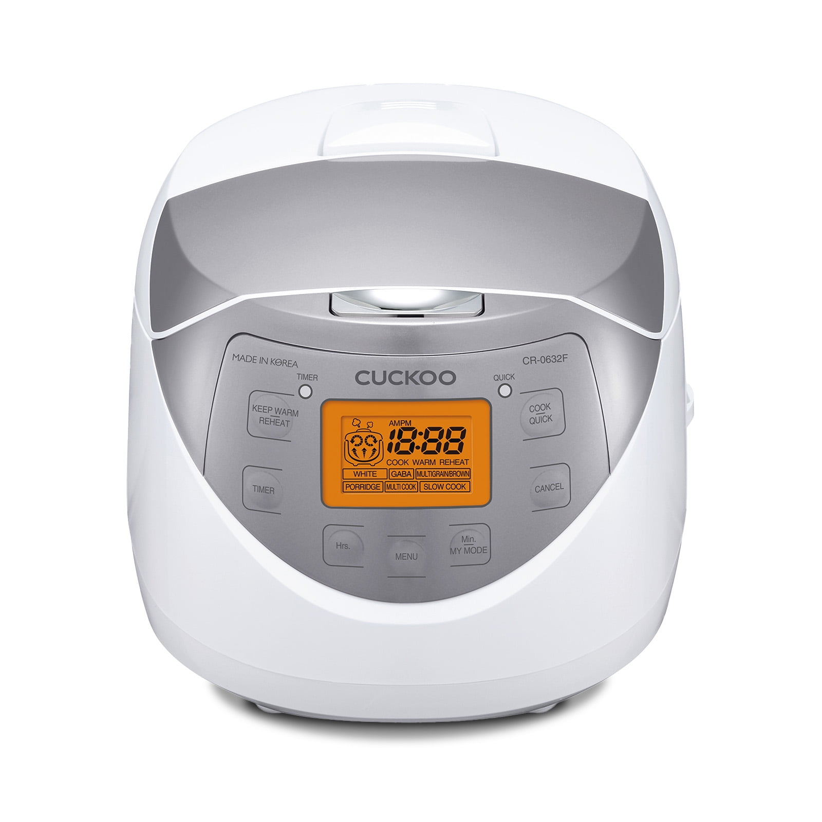 CUCKOO 6-Cup White and Silver Electric Micom Rice Cooker with Nonstick Pot