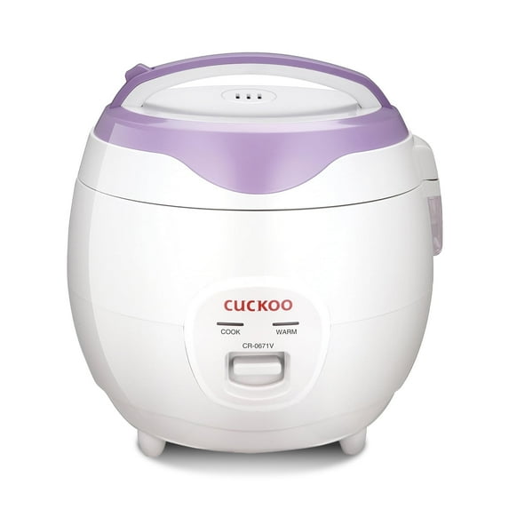 CUCKOO Basic Rice Cooker 6-Cup Uncooked / 12-Cup Cooked, Versatile Rice Maker with Non-Stick Inner Pot, Easy to Use, Auto Keep Warm, White/Purple (CR-0671V)