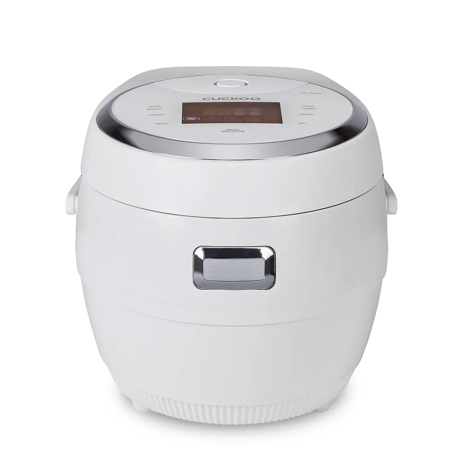 White 10-Cup Electric Stainless Steel Rice Cooker with Non-stick Pot