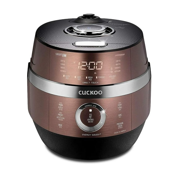 CUCKOO High Pressure Rice Cooker 10-Cup Uncooked / 20-Cup Cooked with Induction Heating Technology, Large Rice Maker with 16 Menu Options and Steam Plate, Voice Guide, Copper (CRP-JHR1009F)