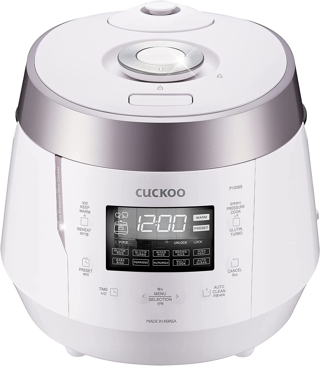  CUCKOO CRP-AHSS1009FN, 10-Cup (Uncooked) Induction Heating  Pressure Rice Cooker, 17 Menu Options, Auto-Clean, Energy Saving Mode,  Stainless Steel Inner Pot, Made in Korea