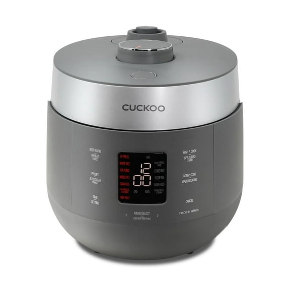 CUCKOO Twin Pressure Rice Cooker 6-Cup Uncooked / 12-Cup Cooked with Nonstick Inner Pot, Versatile Rice Maker & Warmer with 16 Menu Options, Open Cooking Mode, Voice Guide, Gray (CRP-ST0609FG)