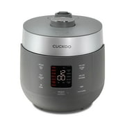 طباخ أرز بالضغط المزدوج CUCKOO 6 أكواب غير مطبوخة/12 كوب مطبوخ مع وعاء داخلي غير لاصق، صانع أرز متعدد الاستخدامات ومدفأة مع 16 خيار قائمة، وضع طهي مفتوح، دليل صوتي، رمادي CRP-ST0609FG