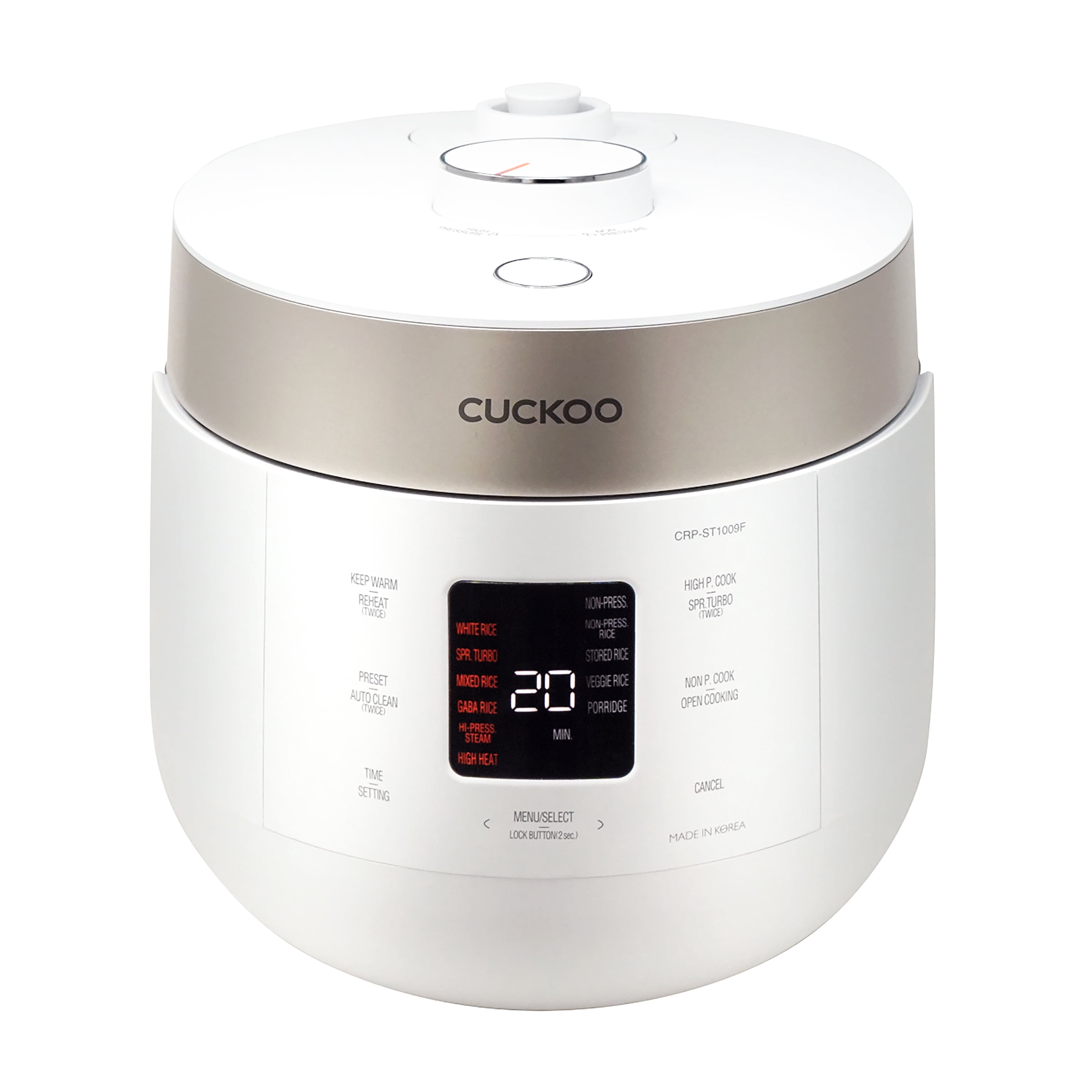 CUCKOO Twin Pressure Rice Cooker 10-Cup Uncooked / 20-Cup Cooked with Nonstick Inner Pot, Large Rice Maker & Warmer with 16 Menu Options, Open Cooking Mode, Voi