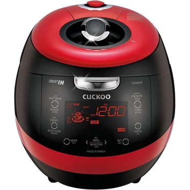 CUCKOO CRP-HZ0683FR 6-Cup (Uncooked) / 12-Cup (Cooked) Induction Heating Pressure Rice Cooker with Nonstick Inner Pot, 16 Menu Options, Fuzzy Logic Tech, 3 Voice Guide, Auto Clean (Black/Red)