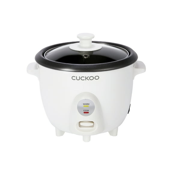 CUCKOO One Touch Rice Cooker 3-Cup (Uncooked) / 6-Cup (Cooked), Mini Rice Cooker & Warmer with Steamer Tray, Versatile Grain Cooker, Soup Maker, Auto Keep Warm, White (CR-0301C)