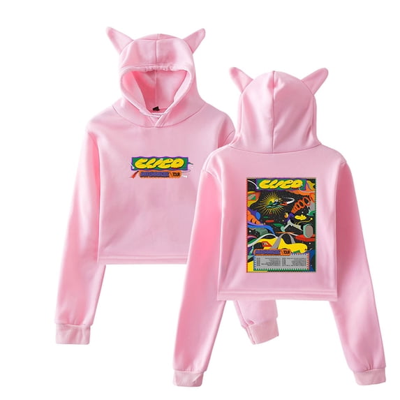 CUCO Hitchhiker Tour Cat Ear Hoodie Casual Short Sweatshirt Unique Bear Ear Tops