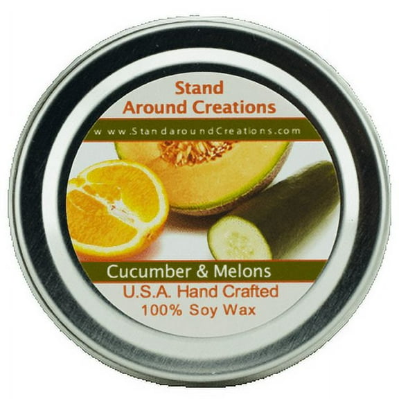 CUCUMBER & MELONS TIN 4-OZ. ALL NATURAL SOY CANDLE
