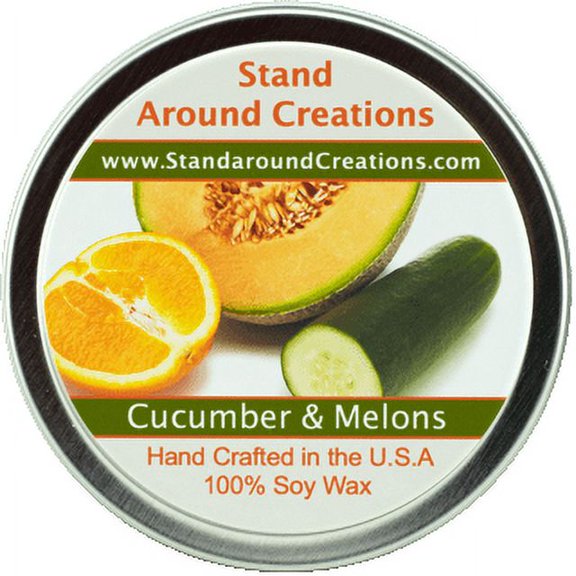 CUCUMBER & MELONS TIN 8-OZ. ALL NATURAL SOY CANDLE