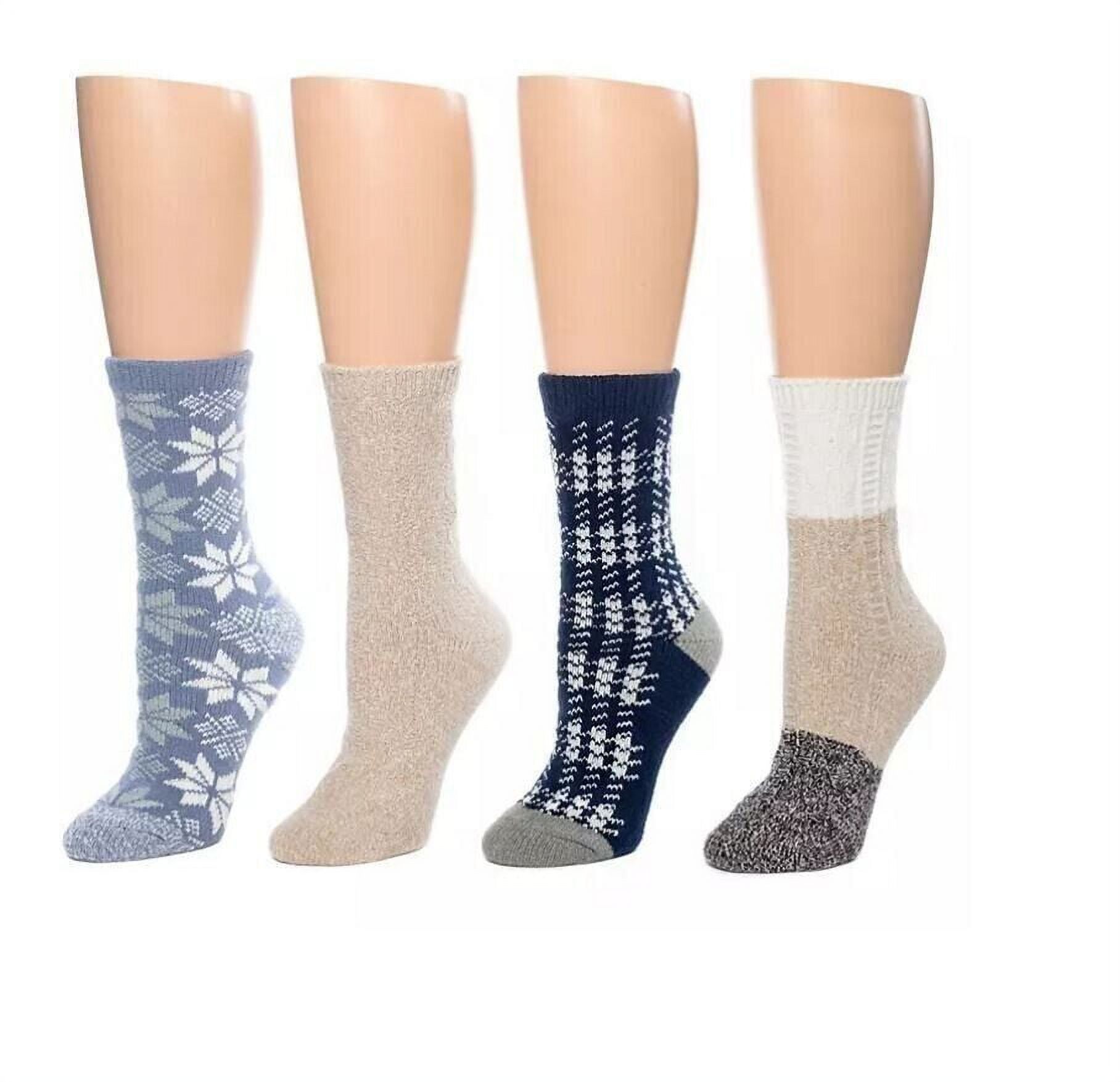 CUDDL DUDS Ladies Plush Fill Boot Crew One Size 410 Sock 4Pack