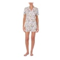 thumbnail image 1 of CUDDL DUDS Sets White Knit Elastic Band Printed Short Sleeve V Neck Button Up Lounge Everyday  Size M, 1 of 2