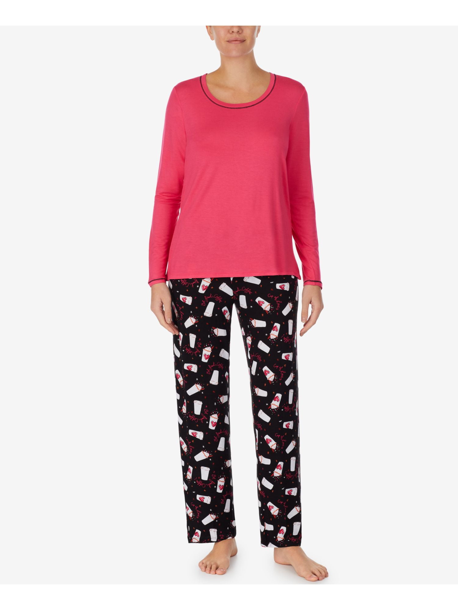 CUDDL DUDS Sets Black Elastic Band Solid Long Sleeve Scoop Neck