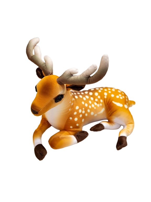 Reindeer Plush Toy, Stuffed Animal - Soft Plush Material, Huggable & Cuddly, Cute Spotted Pattern, Realistic Antlers, Comforting for Snuggling - For Kids Toddlers Baby, Bedroom Playroom