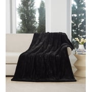 Cozy Haven Faux Fur Throw Blanket for Adults, Black, 50" x 72"