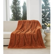 Cozy Haven Oversized Faux Fur Throw Blanket, Copper, 50" x 72"