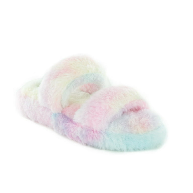 CUDDLES 07 SOFT COMFY FLUFFY FLIP FLOP FAUX FUR DOUBLE STRAP