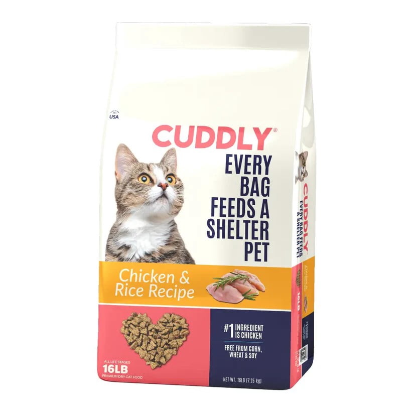 CUDDLY Chicken & Rice Dry Cat Food, Prebiotic Fiber and Postbiotics, Support Healthy Skin, Shiny Coat, and Joint health, 16lb
