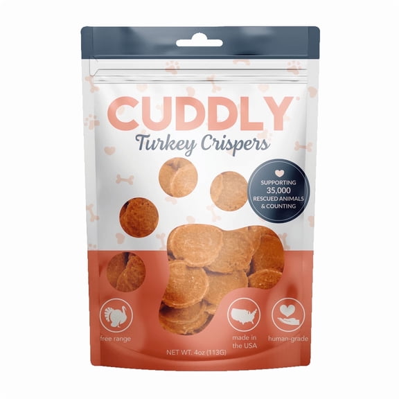 CUDDLY Turkey Crispers Dog Treats, Single-Ingredient Freeze-Dried Turkey Breast, High-Protein, 4 oz