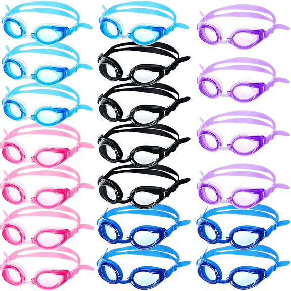 CUDIAO 20 Pairs Kids Swimming Goggles No Leaking Swim Goggles Wide View Swim Glasses for Youth Children and Teens from 6 to 14 Years Old,Waterproof and Clear Random Color