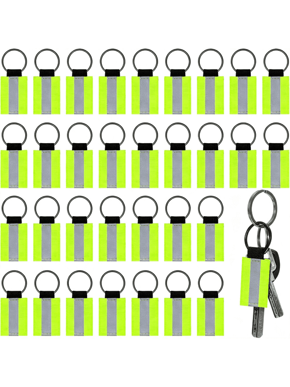 30 Pieces Double Sided Reflective Keychain Label High Visibility Backpack Zipper Pulls Nylon Reflectors Tags Reflective Gear Safety Backpack Tag for Adults Jacket Schoolbag Purse Dog Collar