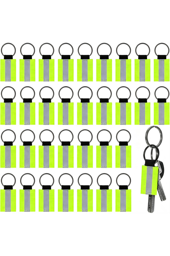30 Pieces Double Sided Reflective Keychain Label High Visibility Backpack Zipper Pulls Nylon Reflectors Tags Reflective Gear Safety Backpack Tag for Adults Jacket Schoolbag Purse Dog Collar