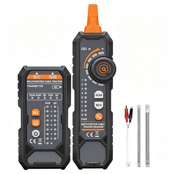 CUDIAO 4-In-1 Network Cable Tester-,Telephone Line Polarity|Ethernet Tester with Poe,Ncv,Tone Tracing&Flashlight,Rj11 Rj45 Wire Tracer for Cat5/Cat6 Continuity,Electrician Tool Kit