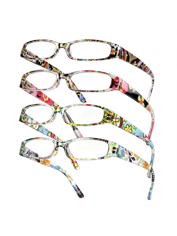 4-Pack Readers for Women, Blue Light Blocking Reading Glasses, Stylish Reading Glasses for Women in 4 Patterns, Protective Blue Light Reading Glasses