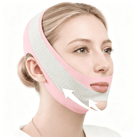 CUDIAO Anti Snoring Chin Strap,V Line Lifting Mask,Chin Strap for Sleeping,V Line Mask,Face Lifting Strap,Stop Snoring Chin Strap,Snoring Solution for Men and Women,Breathable Chin Strap (Pink.)