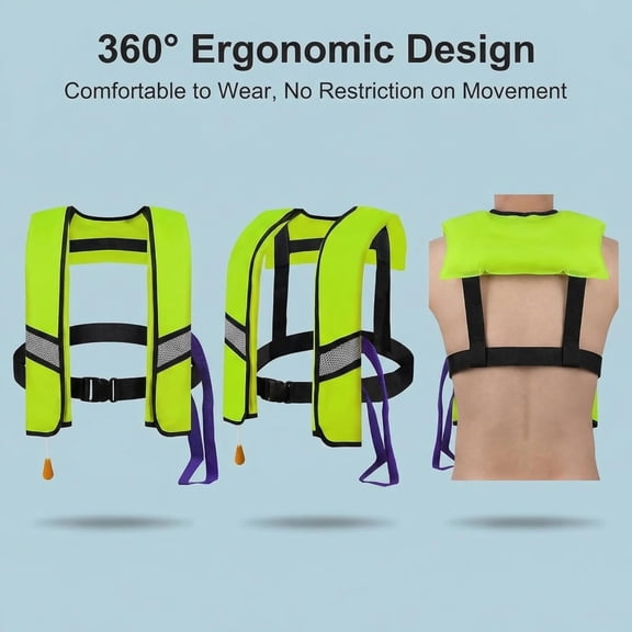 CUDIAO Automatic Inflatable Life Jacket Vest for Adults,Supports Up to 330 Lbs,With Reflective Strips and Manual Inflation Tube,Inflatable Life Jackets for Adults