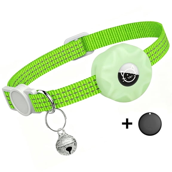 CUDIAO Cat Tracker Collar,No Monthly Fee Cat Tracker ,Gps Tracker for Cats,Real-Time Location Pet Tracking|Safety Collar and Tracker Holder Included- (Lightgreen)