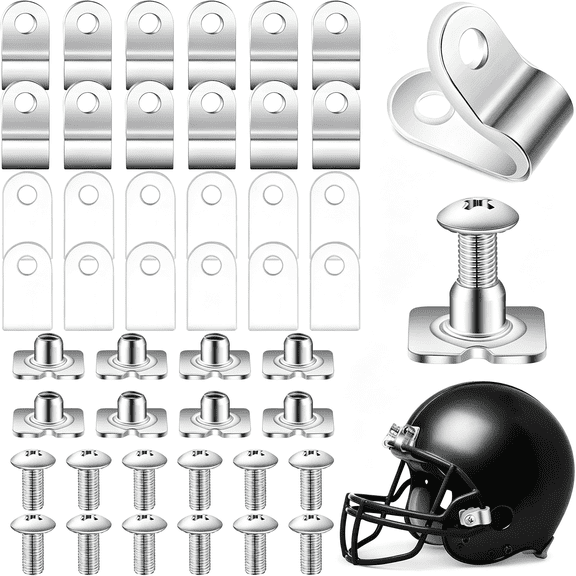CUDIAO Football Helmet Repair Kit Football Helmet Hardware Kit R Shape Visor Clips Screws Nuts with Rubber Gaskets for Hockey Baseball Sports Catchers Helmet Repair Kit