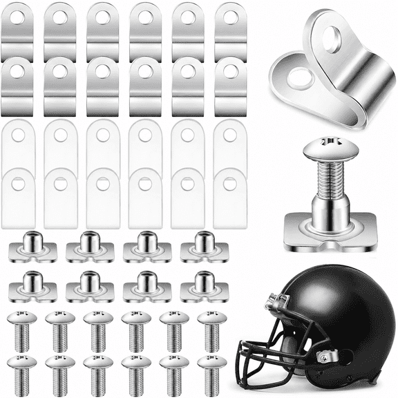 CUDIAO Football Helmet Repair Kit Football Helmet Hardware Kit R Shape Visor Clips Screws Nuts with Rubber Gaskets for Hockey Baseball Sports Football Visor Clips