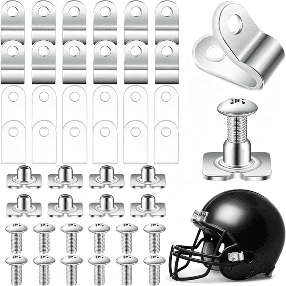CUDIAO Football Helmet Repair Kit Football Helmet Hardware Kit R Shape Visor Clips Screws Nuts with Rubber Gaskets for Hockey Baseball Sports Football Visor