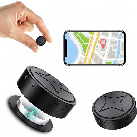 CUDIAO Gps Tracker for Vehicles,No Subscription,Gps Strong Magnetic Vehicle Anti-Lost Tracker,Smallest Locator Real Time,Anti-Theft Micro Gps Tracking Device with Free App,(Black)