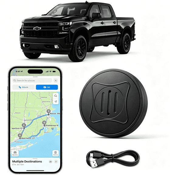 CUDIAO Gps Tracker for Vehicles,No Subscription,Real-Time Location Tracking,Route History,Geofencing Alerts,Strong Magnetic Hidden Vehicle Locator,Free App(Black)