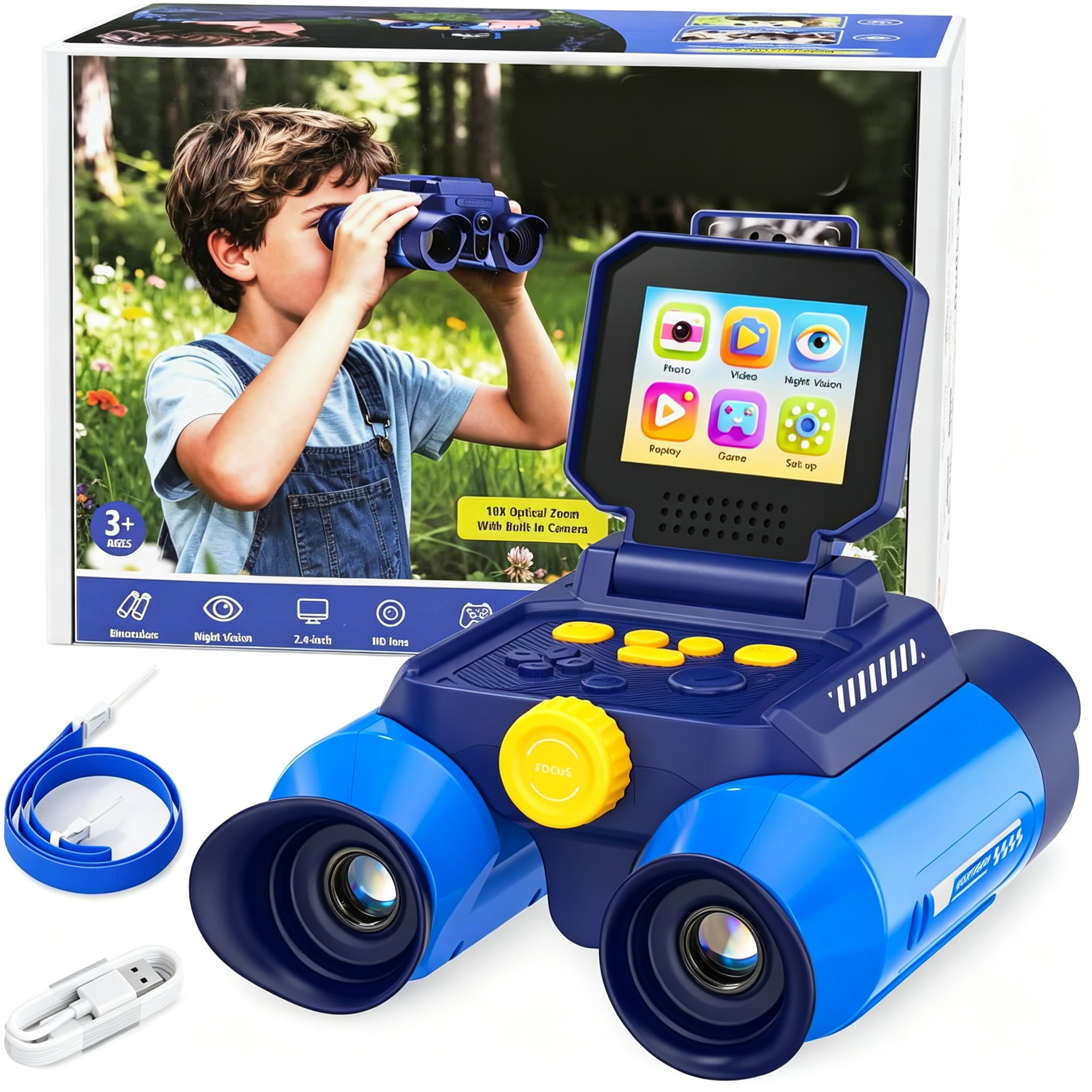 CUDIAO Kids Binoculars with Night Camera,10X Zoom Digital Adventures ...