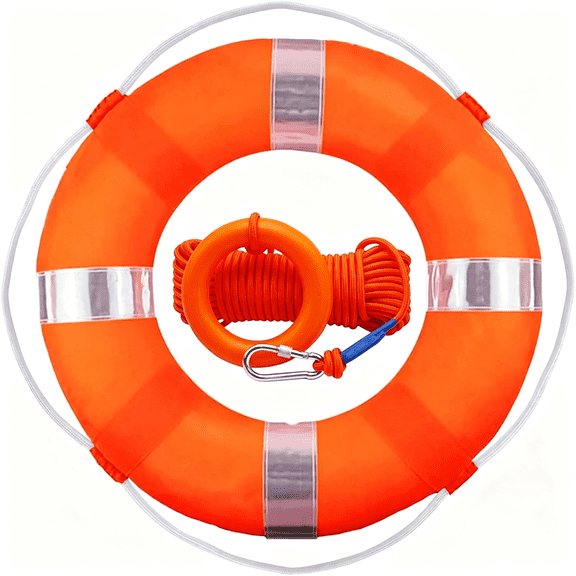 CUDIAO Lifebuoy Set 20Inch Life Preserver Ring and Water Floating Lifesaving Rope 98.4Ft,Swim Foam Buoy,Swimming Pool Safety Throwing Ring with Perimeter Rope,Throwable Flotation Device