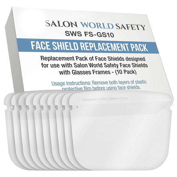 CUDIAO Safety Replacement Face Shields Only (Pack of 10), Glasses Frames Not Included Fits Most Brands, Ultra Clear, Full Face, Protect Eyes Nose Mouth, Anti-Fog Pet Plastic, Goggles